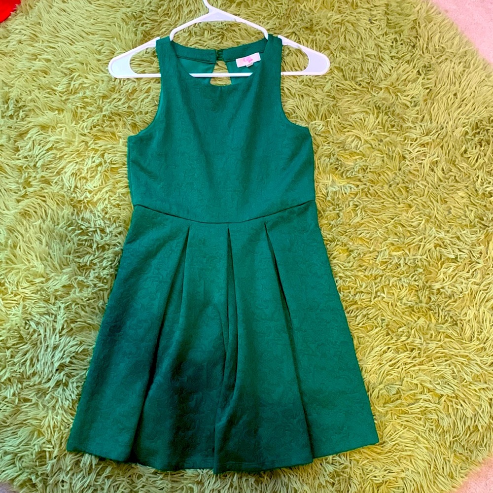 Emerald green fit and flare dress